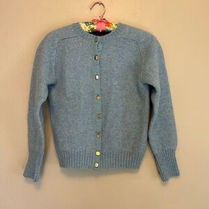 Vintage Preswick & Moore Scottish Shetland Wool Powder Blue Cardigan Sweater